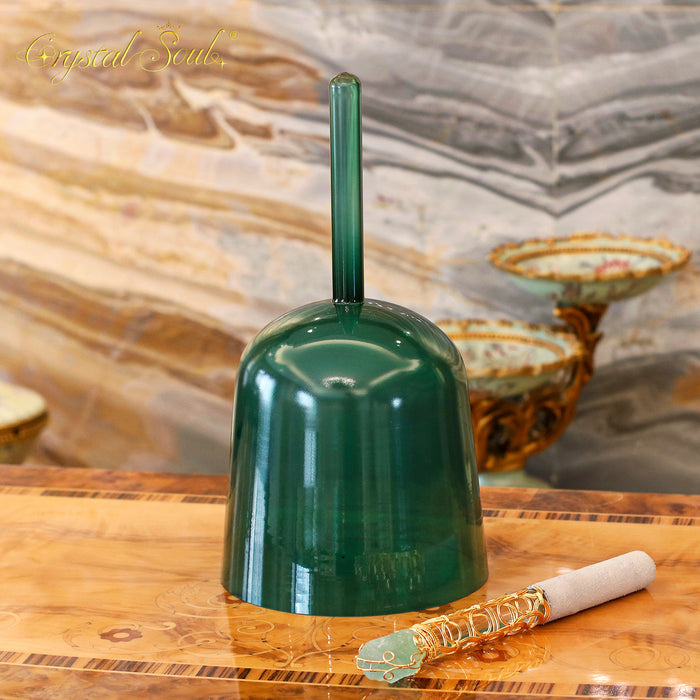 Crystal Soul Peacock Green Dark Green Handle Alchemy Crystal Bowl