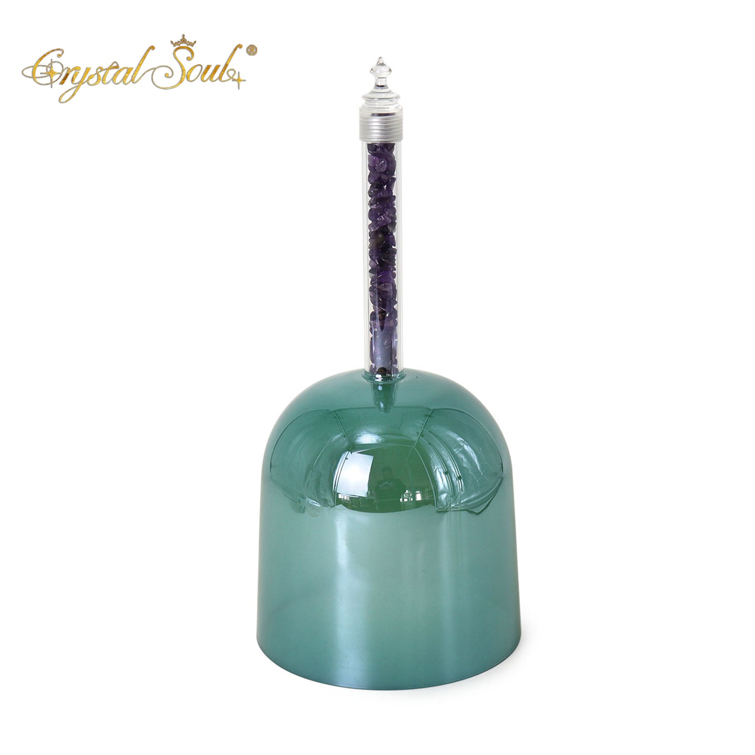 Crystal Soul Dark Green Jade Handle Alchemy Crystal Bowl