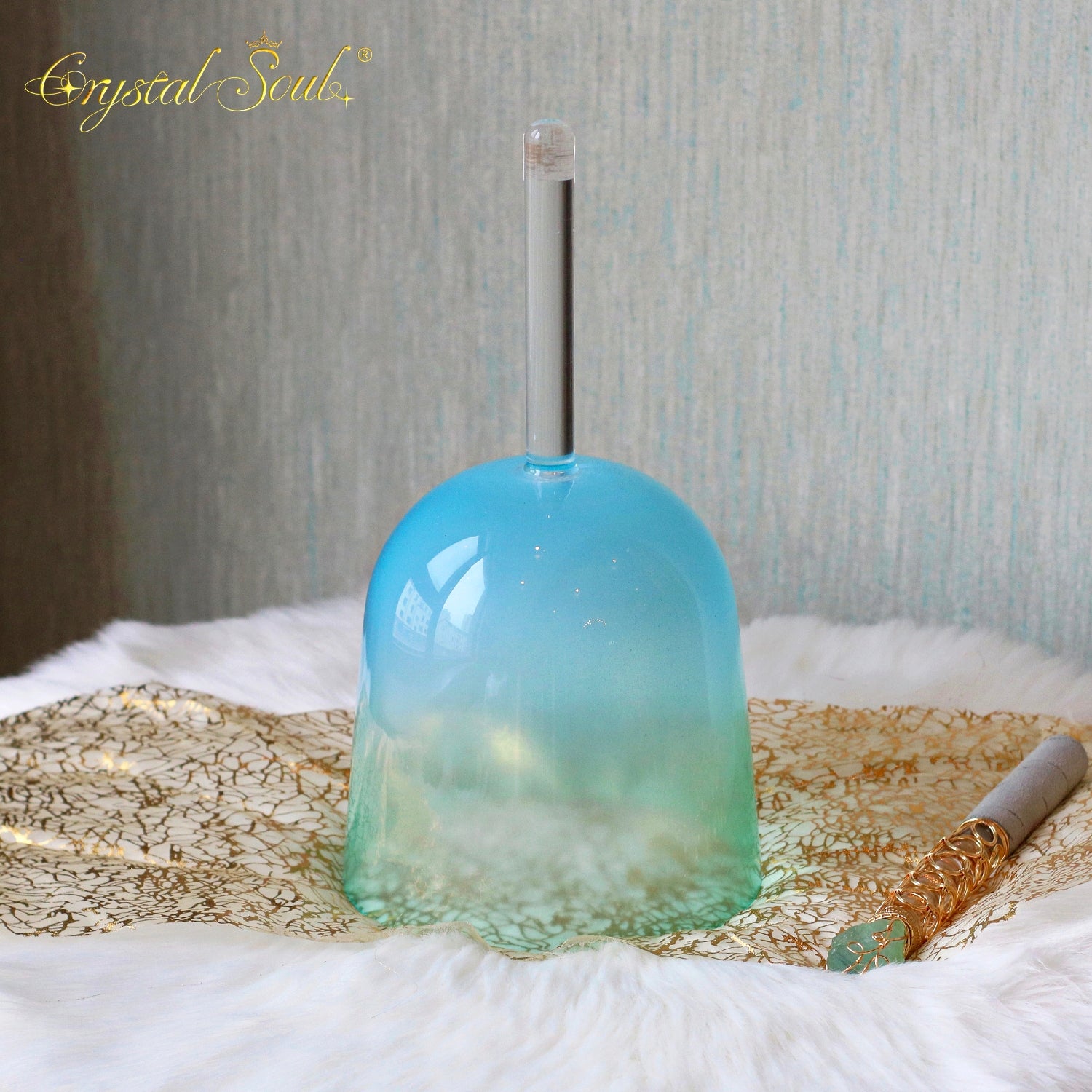 Crystal Soul Azure Green Gradient Alchemy Handheld Crystal Bowl