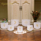 Crystal Soul Planetary Frosted Crystal Bowl 7 Chakras Set of Bowls