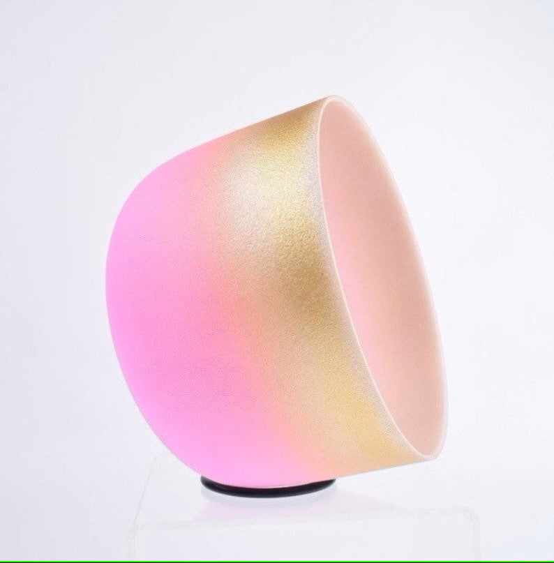 Crystal Soul Pink Gold Gradient Frosted Quartz Crystal Singing Bowl