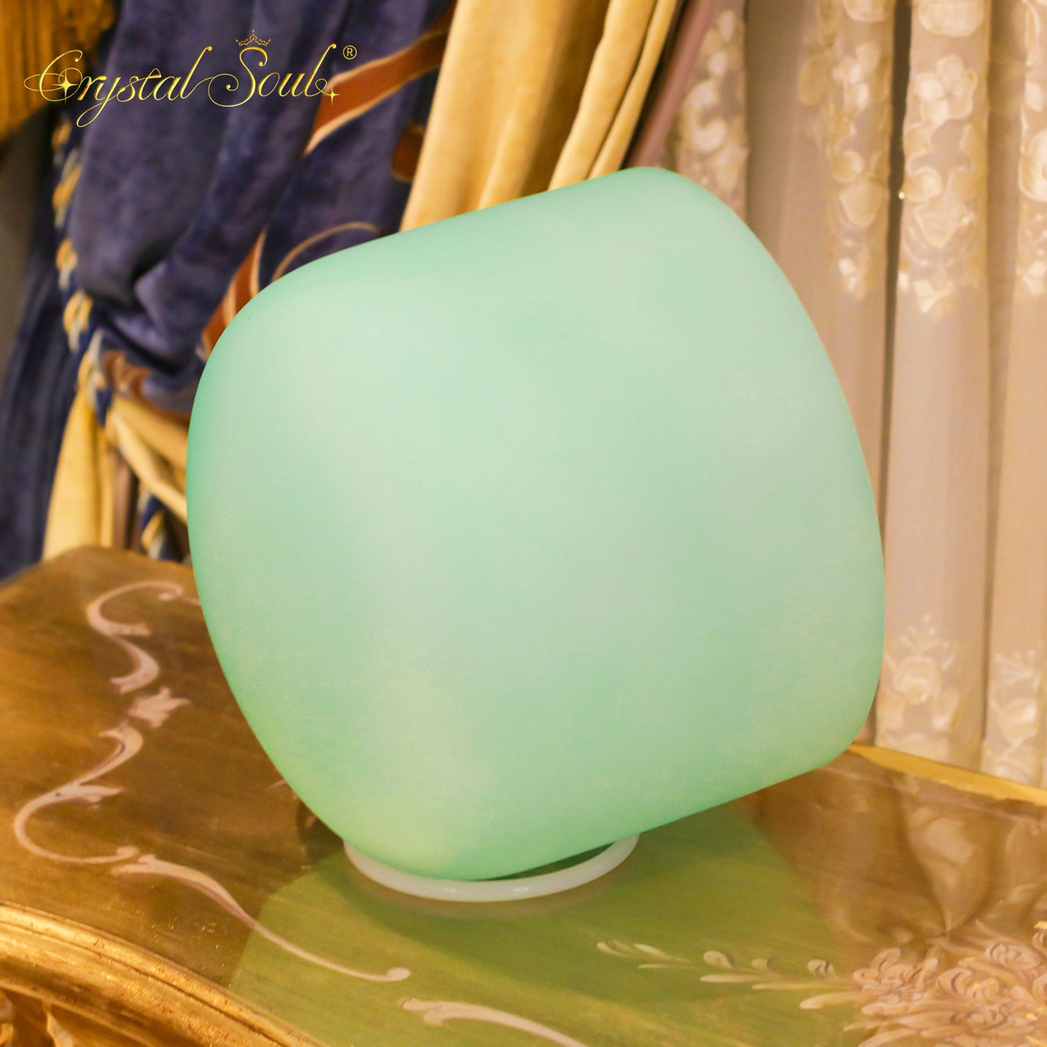 Crystal Soul Macaron Green Frosted Crystal Singing Bowl