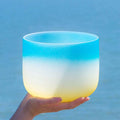 Crystal Soul Azure Yellow Gradient Frosted Quartz Crystal Singing Bowl