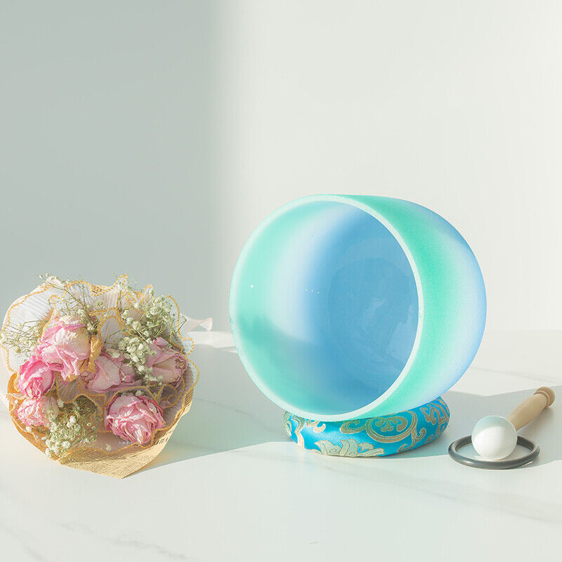 Crystal Soul Green White Azure Frosted Quartz Crystal Singing Bowl