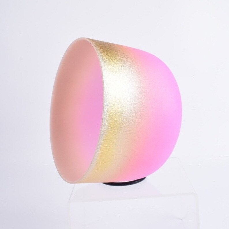 Crystal Soul Pink Gold Gradient Frosted Quartz Crystal Singing Bowl