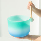 Crystal Soul Green White Azure Frosted Quartz Crystal Singing Bowl