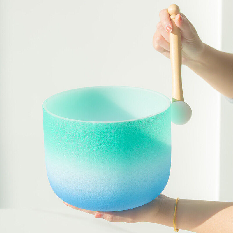 Crystal Soul Green White Azure Frosted Quartz Crystal Singing Bowl