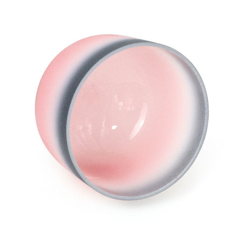 Crystal Soul Grey-rimmed Pink Frosted Quartz Crystal Singing Bowl