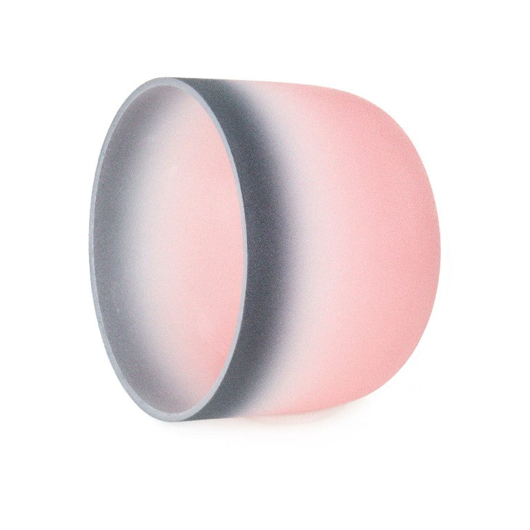 Crystal Soul Grey-rimmed Pink Frosted Quartz Crystal Singing Bowl