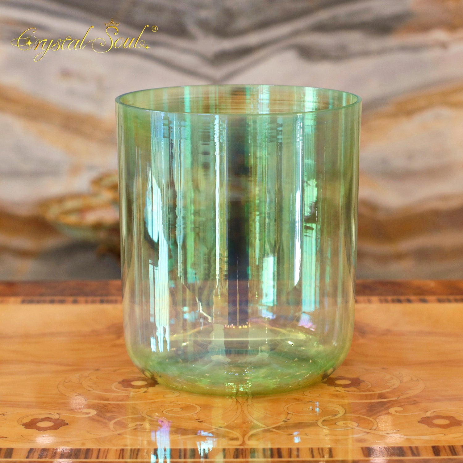 Crystal Soul High Quality Green Aurora Alchemy Crystal Bowl