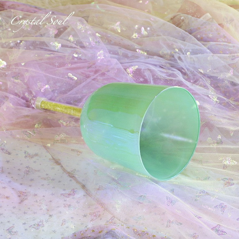 Crystal Soul Green Handheld Crystal Bowl Customizable Octave 3rd 4th