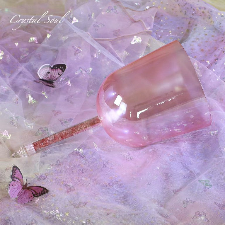 Crystal Soul Pink Pearl Handheld Crystal Bowl Customizable Octave 3rd 4th
