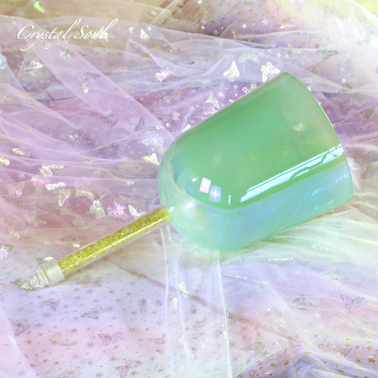 Crystal Soul Green Handheld Crystal Bowl Customizable Octave 3rd 4th