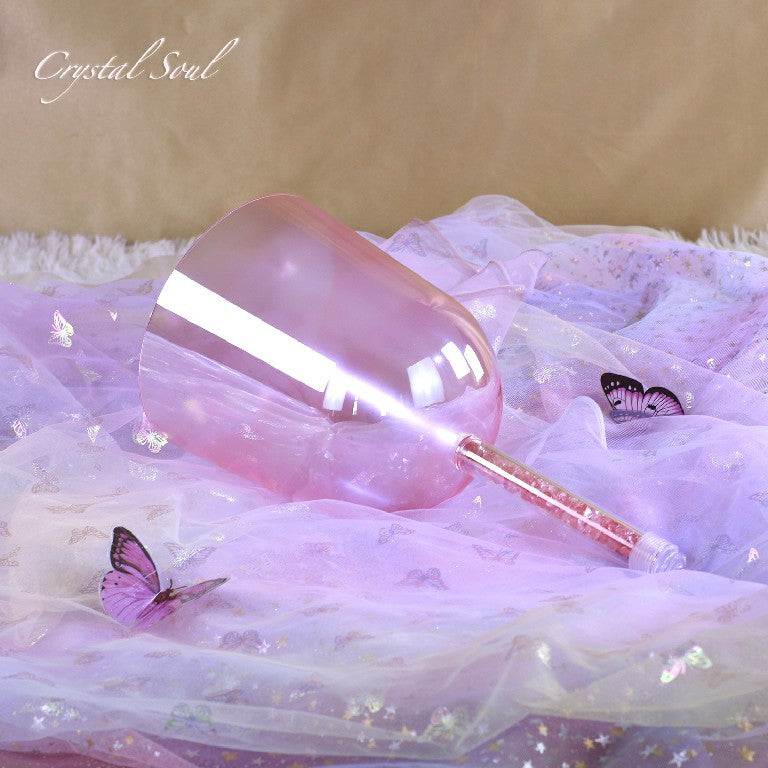 Crystal Soul Pink Pearl Handheld Crystal Bowl Customizable Octave 3rd 4th