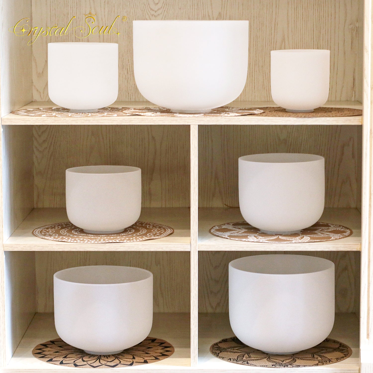 Crystal Soul Seven Chakra Classic White Frosted Crystal Bowl