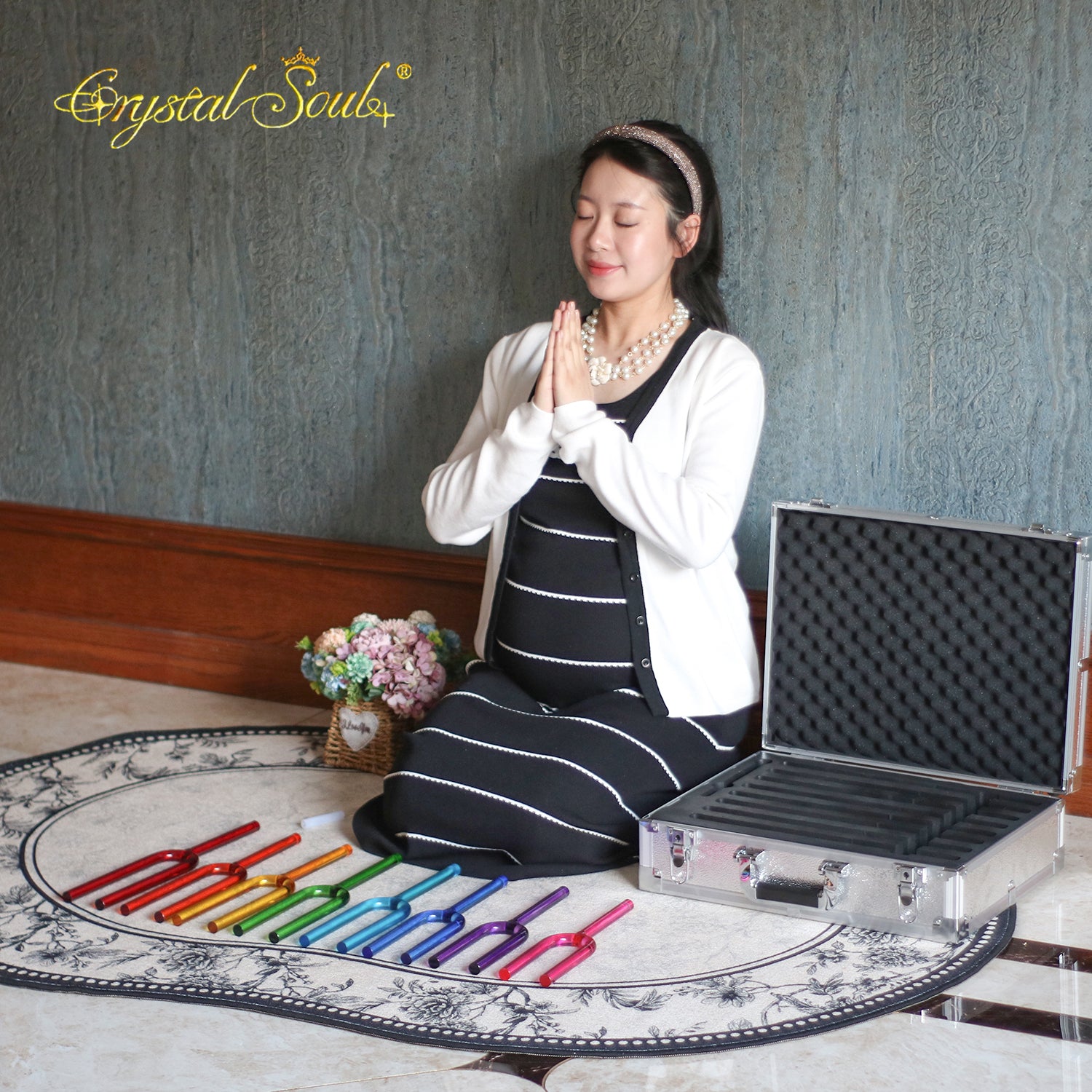 Crystal Soul Set of 8 Colored Crystal Tuning Forks