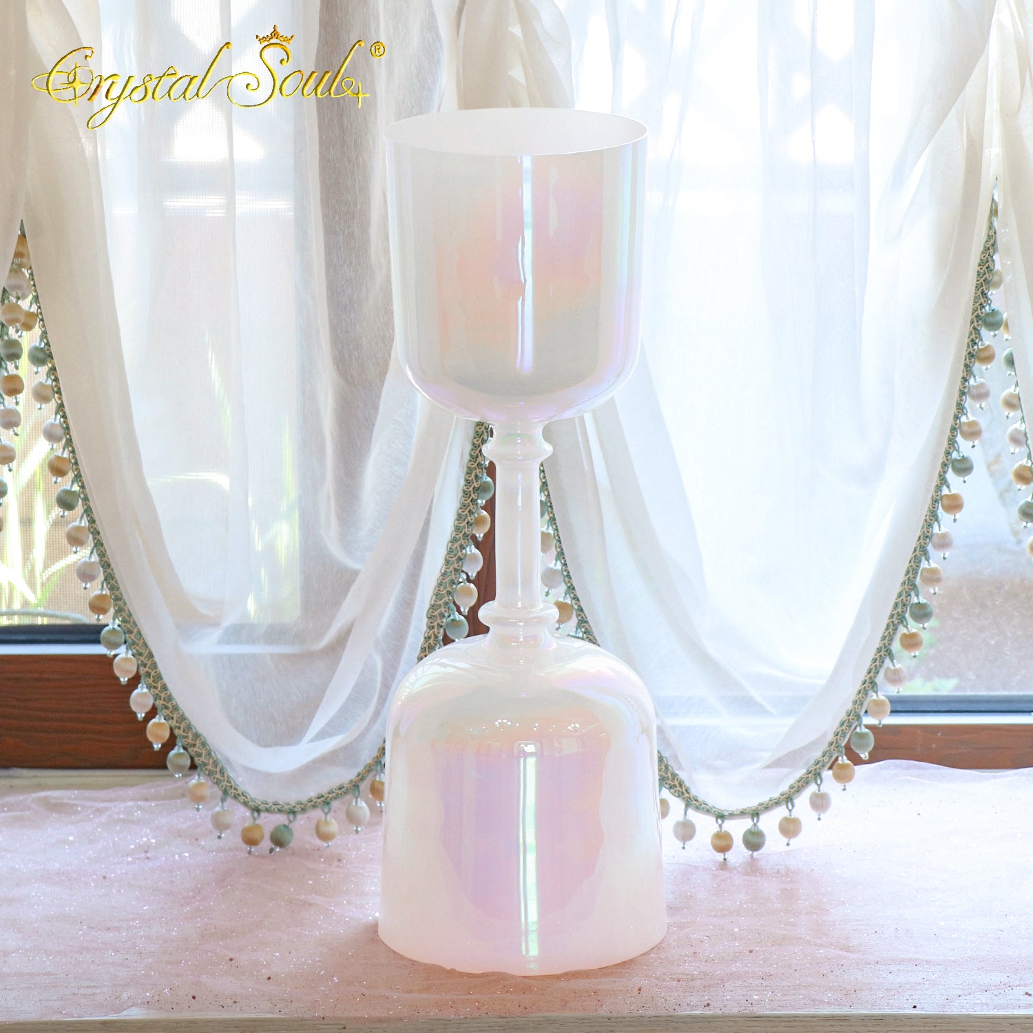Crystal Soul Aurora White Double-Headed Holy Chalice Alchemy Crystal Bowl