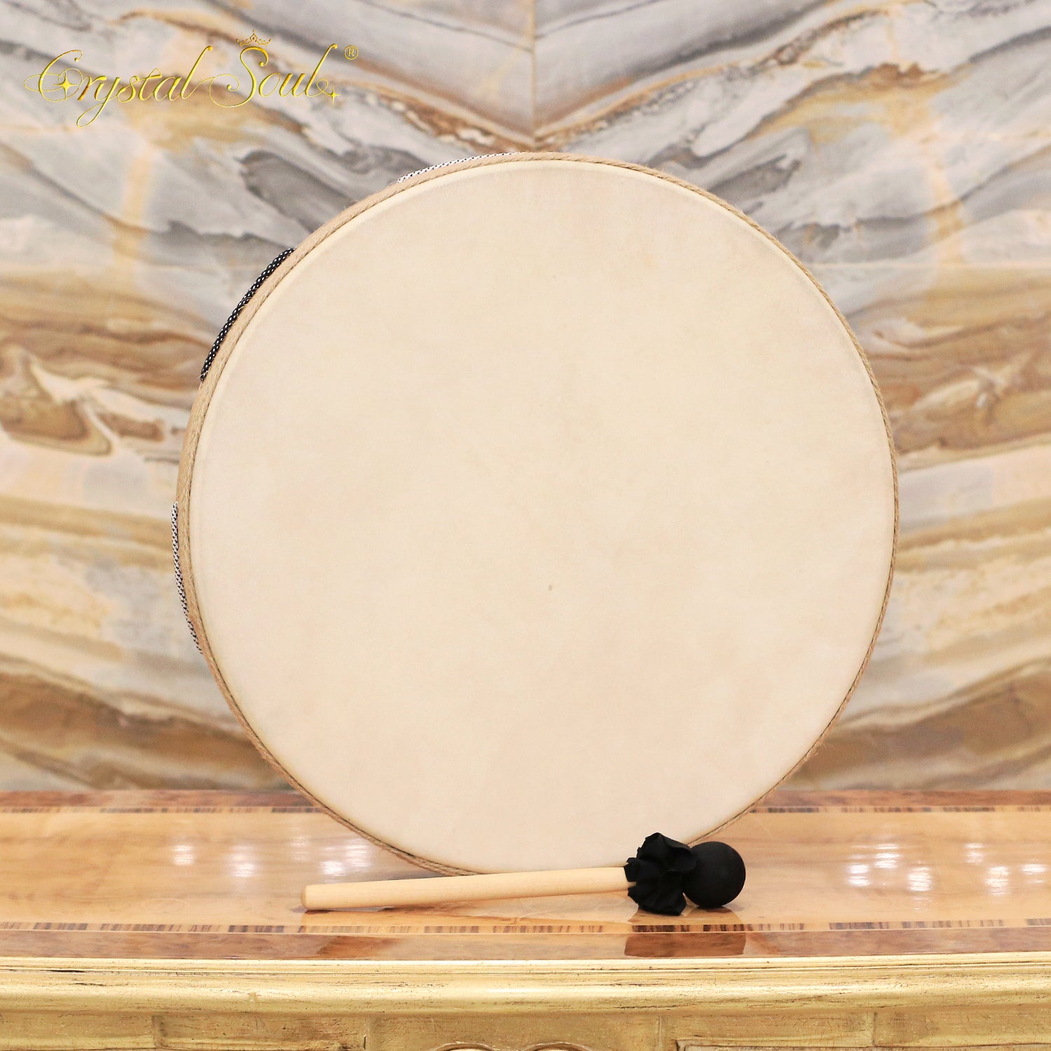 Crystal Soul High Quality Shamanic Drum (Customizable With Sheepskin and Eco-friendly Leather)