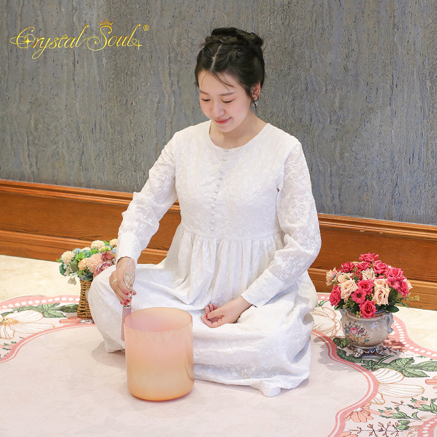 Crystal Soul Gold Orange Gradient Alchemy Crystal Bowl