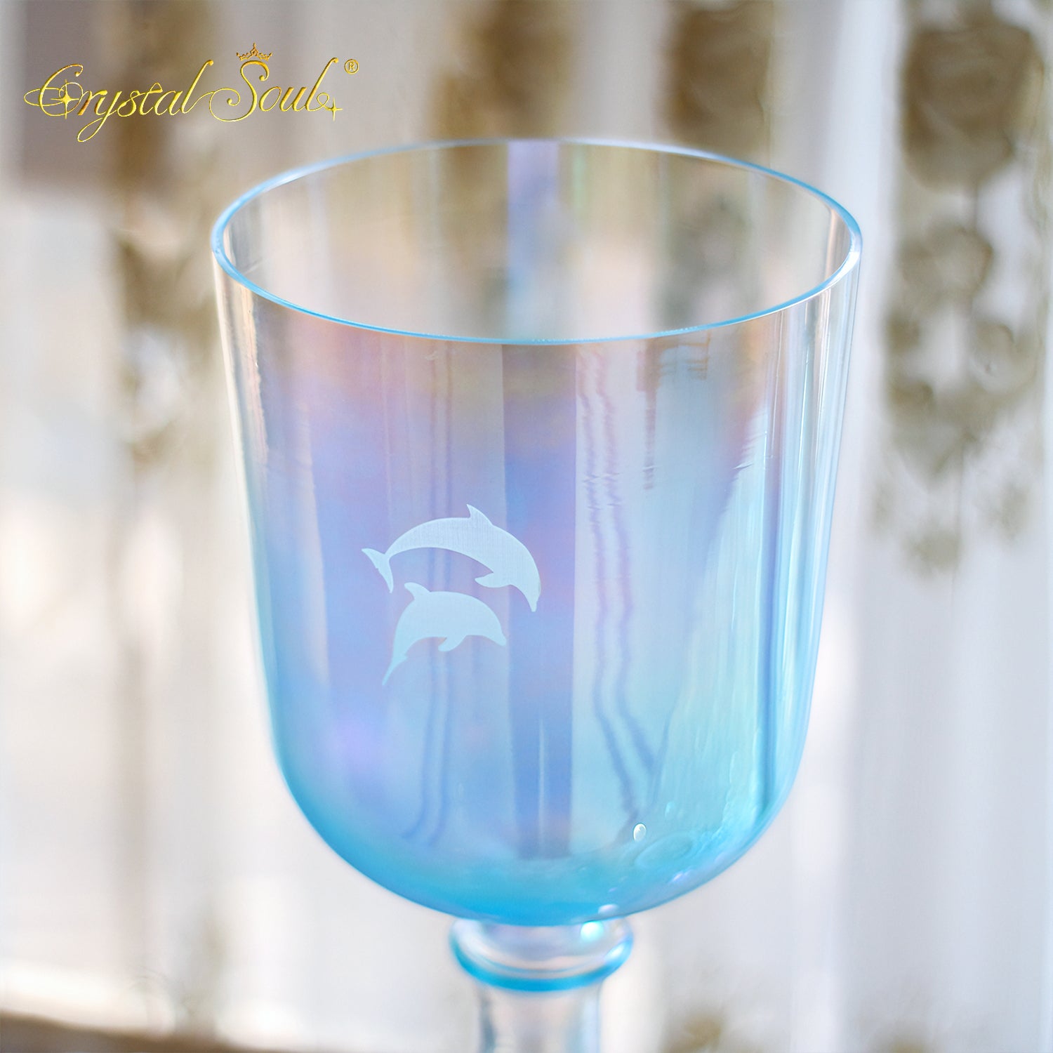 Crystal Soul High Quality Custom Engraved Sky Blue Holy Grail Alchemy Crystal Bowl