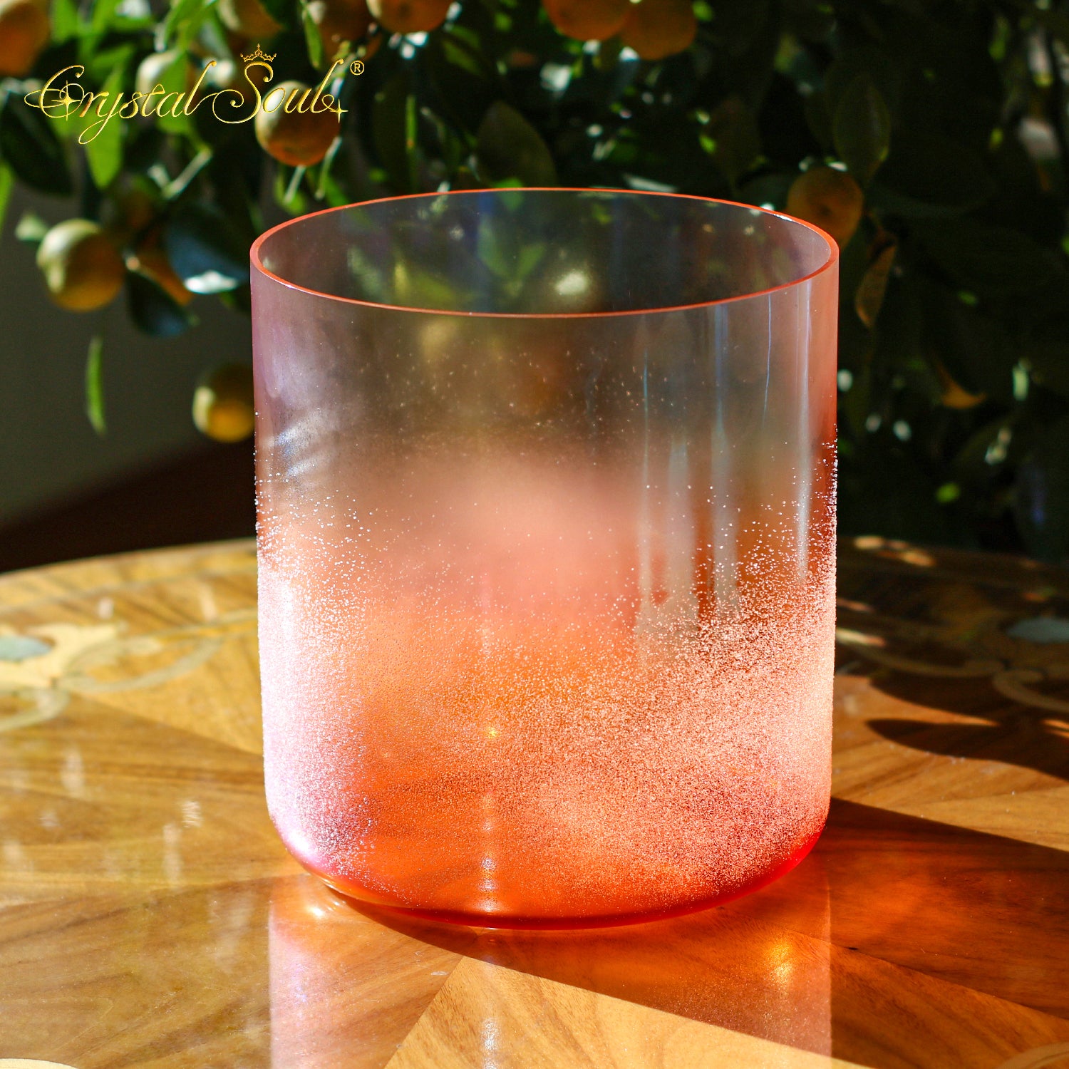 Crystal Soul Premium High Quality Orange Red Sandblasted Alchemy Crystal Bowl