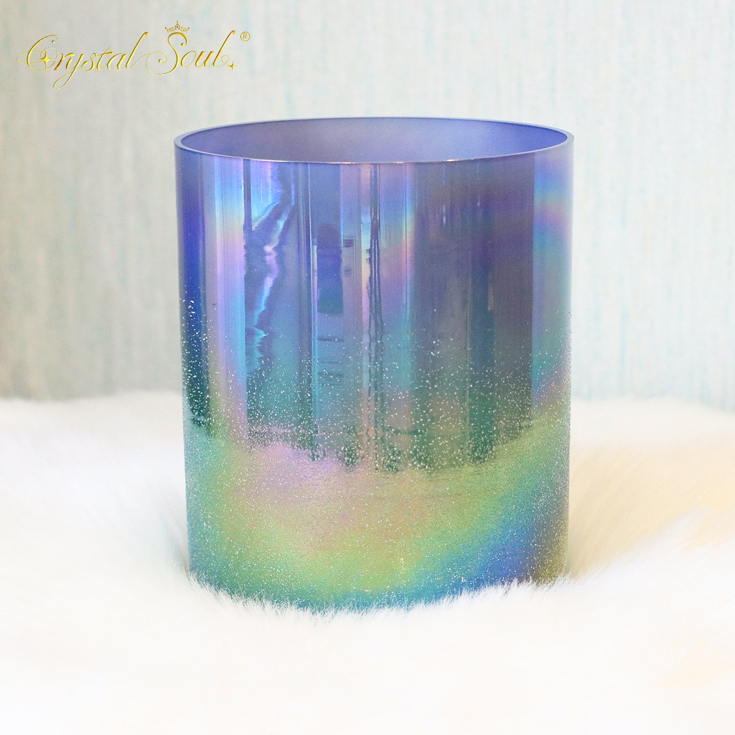 Crystal Soul Latest Cosmic Aurora Sandblasted Purple-Green Aurora Gradient Alchemy Crystal Bowl