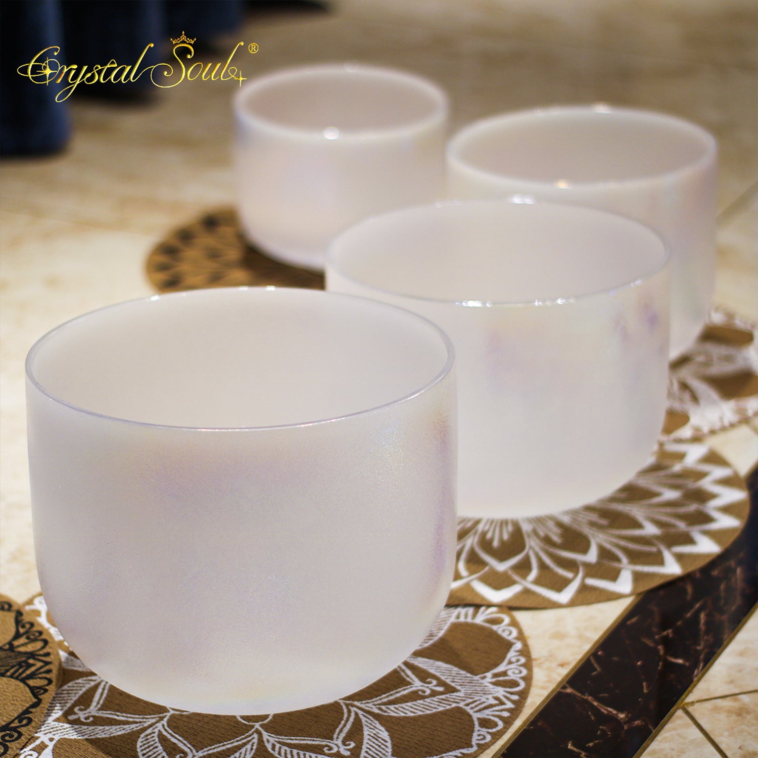 Crystal Soul New Exclusive Design Alchemy Crystal Bowl Harmony Set Precious Metal Alchemy Crystal Bowl