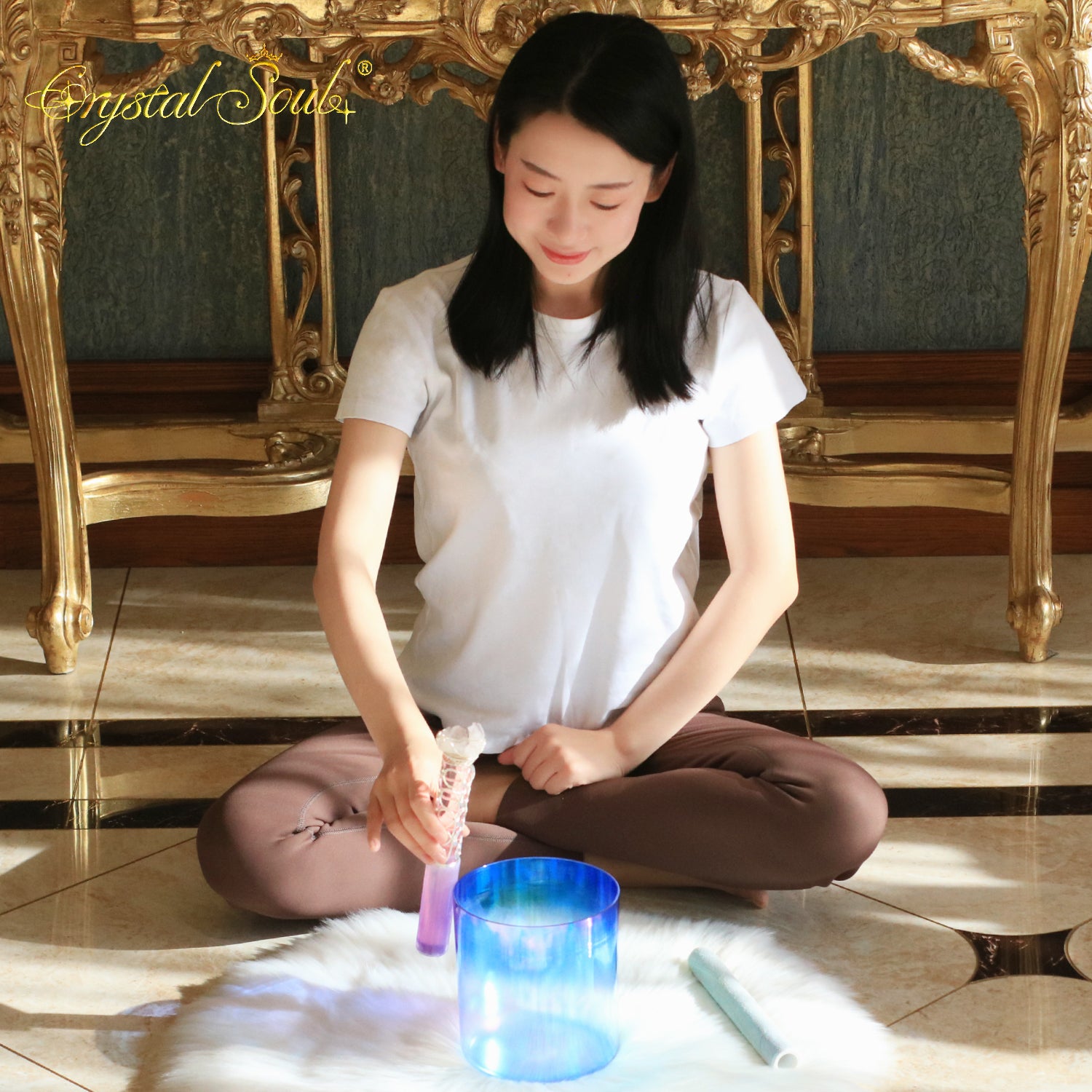 Crystal Soul Indigo Clear Gradient Alchemy Crystal Bowl