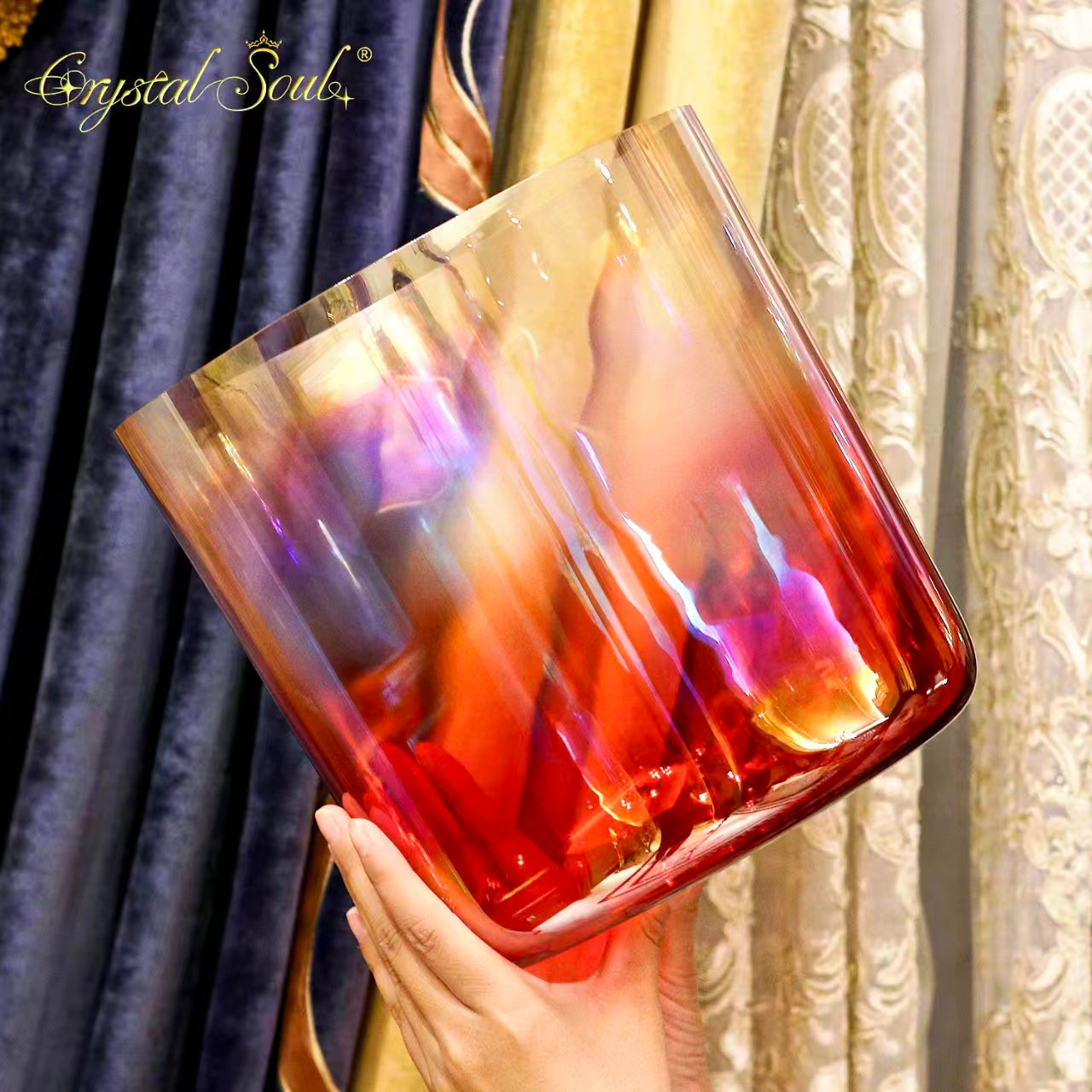 Crystal Soul Classic Chakra Clear Gradient Red Alchemy Crystal Bowl