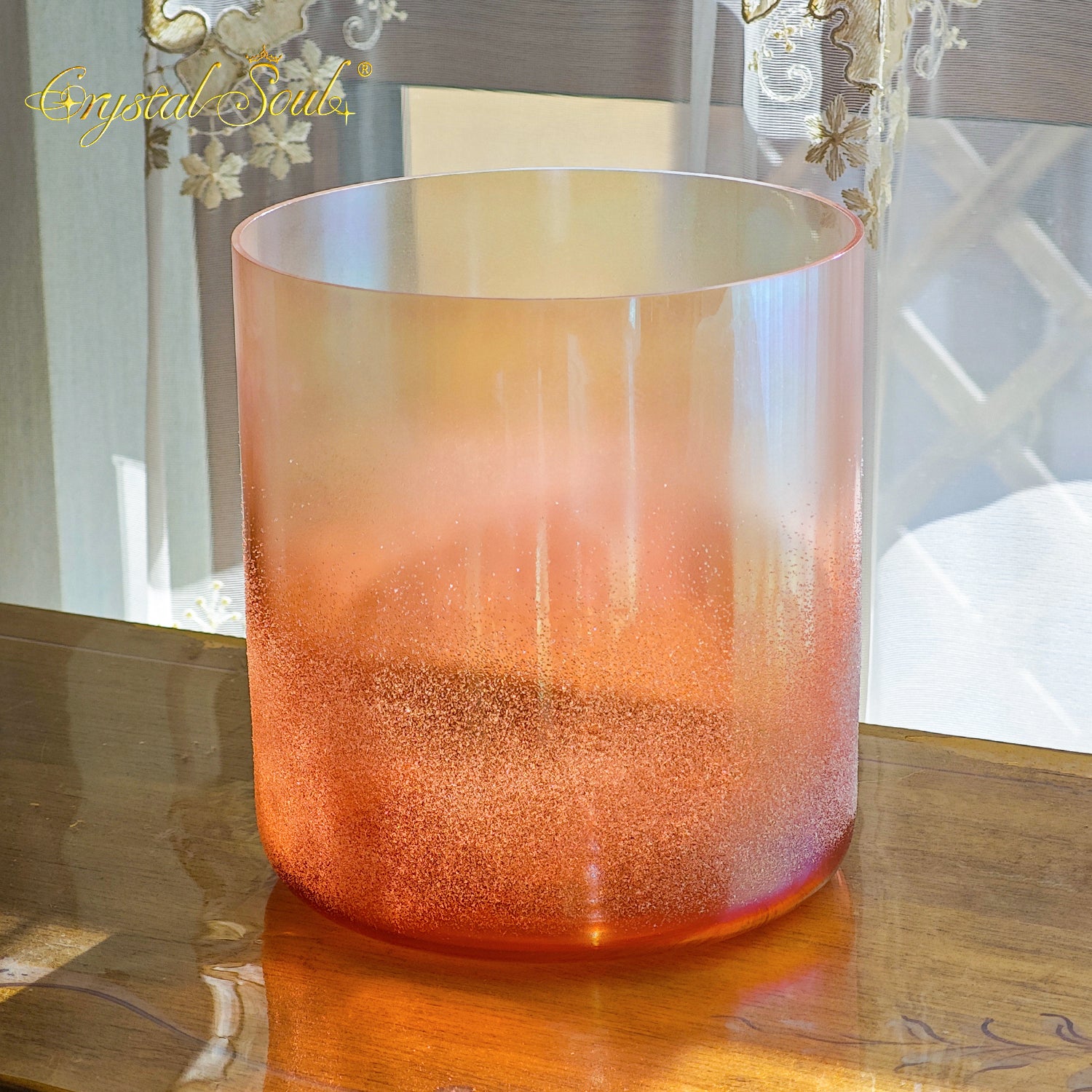 Crystal Soul Premium High Quality Orange Red Sandblasted Alchemy Crystal Bowl