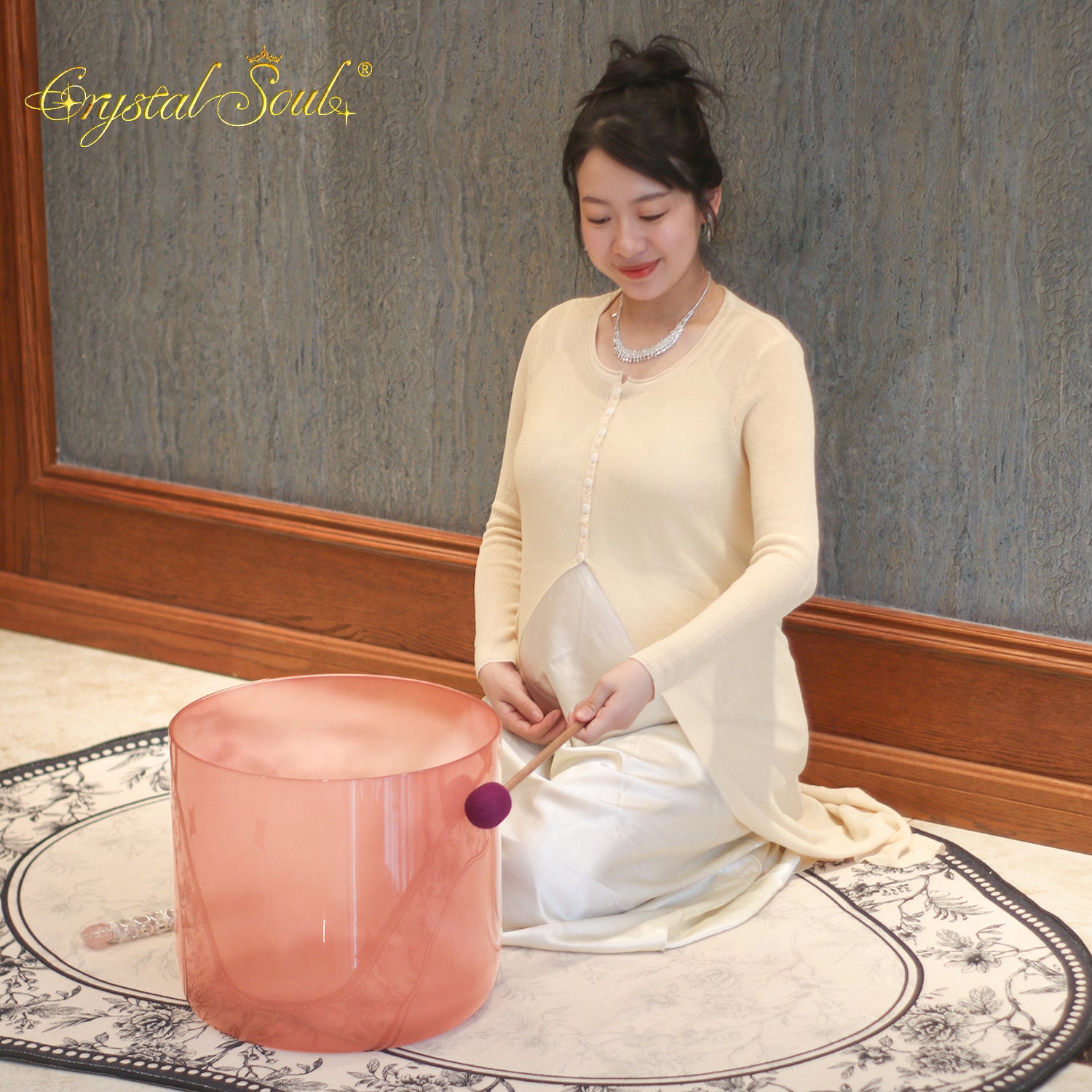 Crystal Soul 14" Rose Nude Pink Alchemy Crystal Bowl