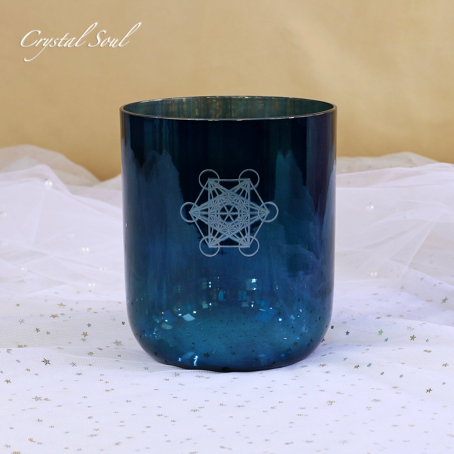 Crystal Soul Cerulean Electroplated Laser Engraved Crystal Singing Bowl