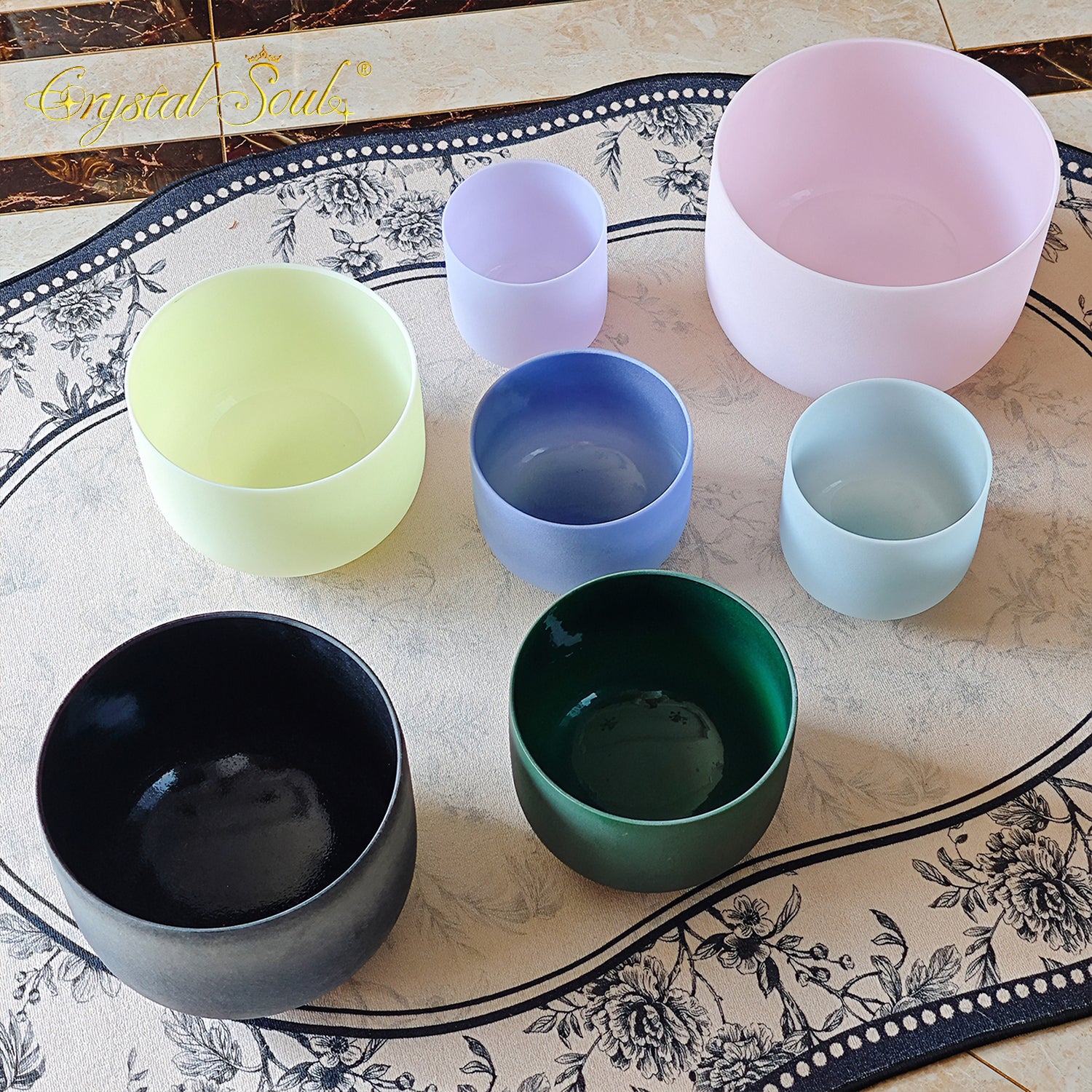 Crystal Soul High Quality Original Mineral Frosted Crystal Singing Bowl Sets