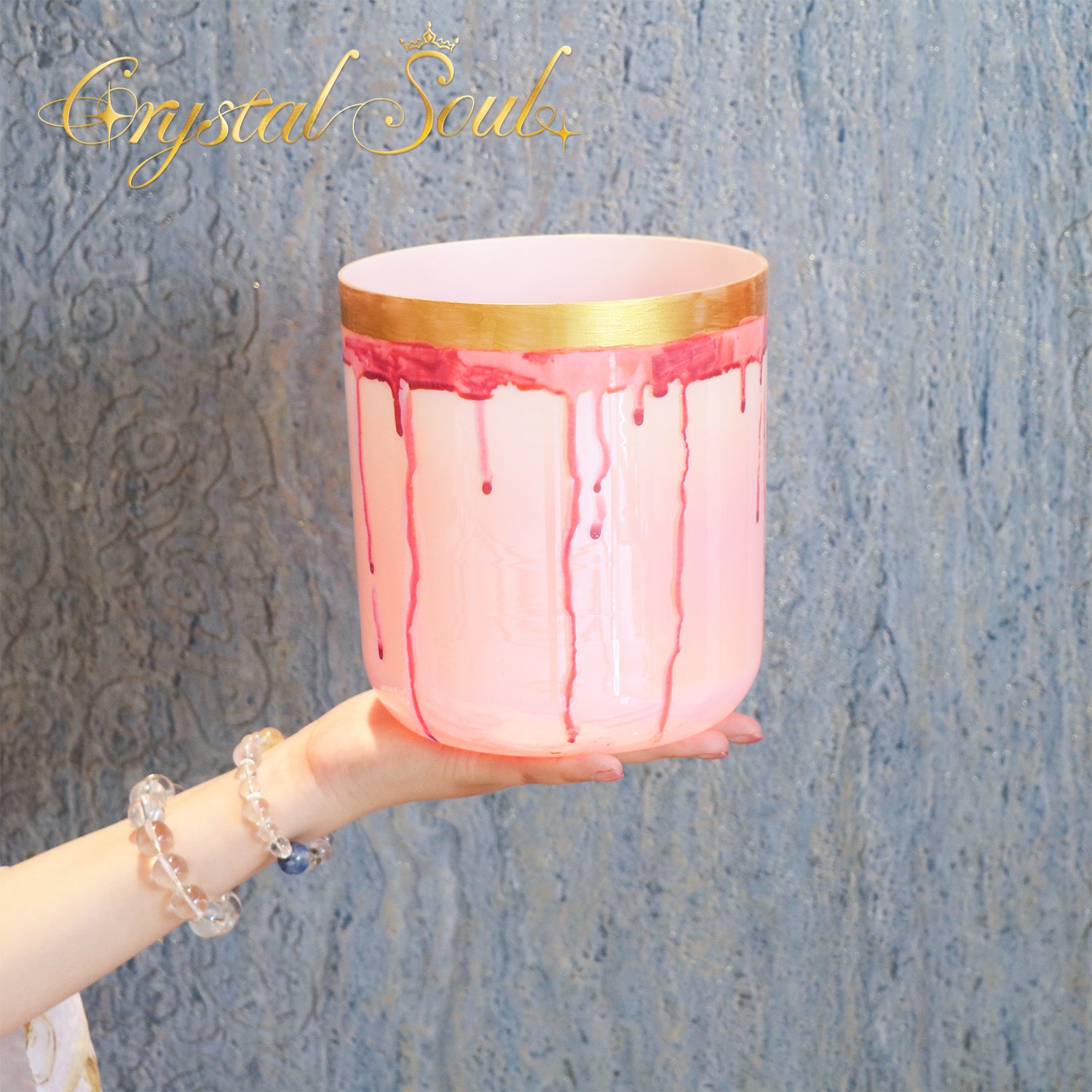 Crystal Soul Reiki Series Pink Drop Gilded Glow Alchemy Crystal Bowl
