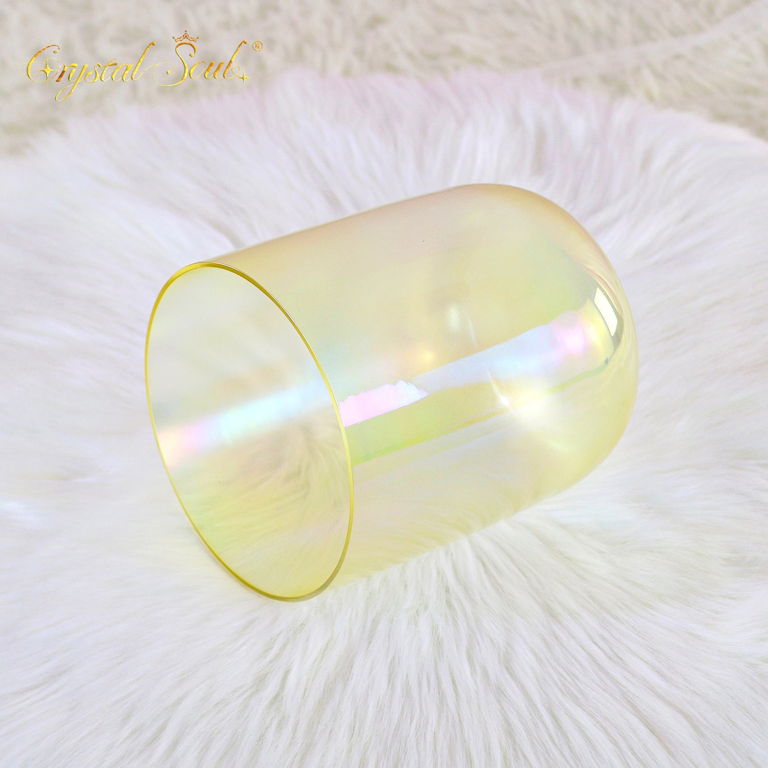 Crystal Soul Yellow Aurora Clear Alchemy Crystal Bowl