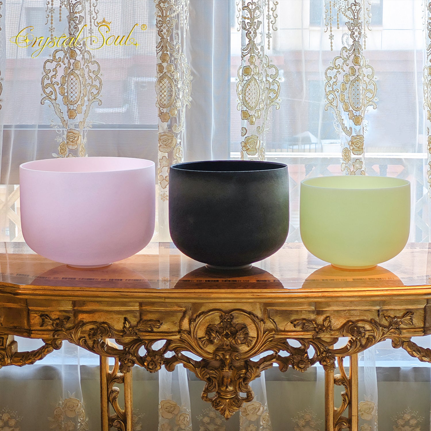 Crystal Soul High Quality Original Mineral Frosted Crystal Singing Bowl Sets