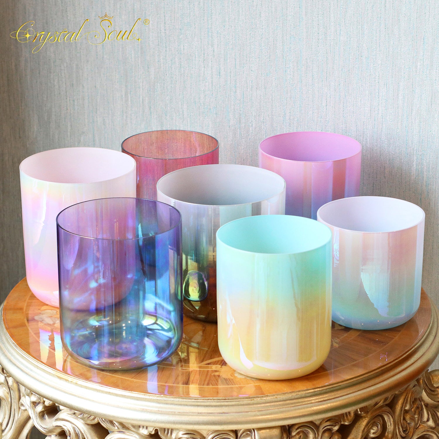 Crystal Soul Colorful Gradient Alchemy Crystal Bowl Set