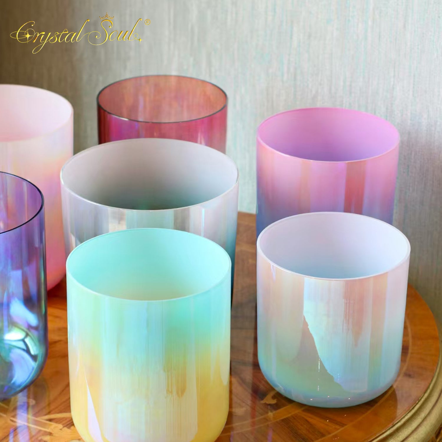 Crystal Soul Colorful Gradient Alchemy Crystal Bowl Set