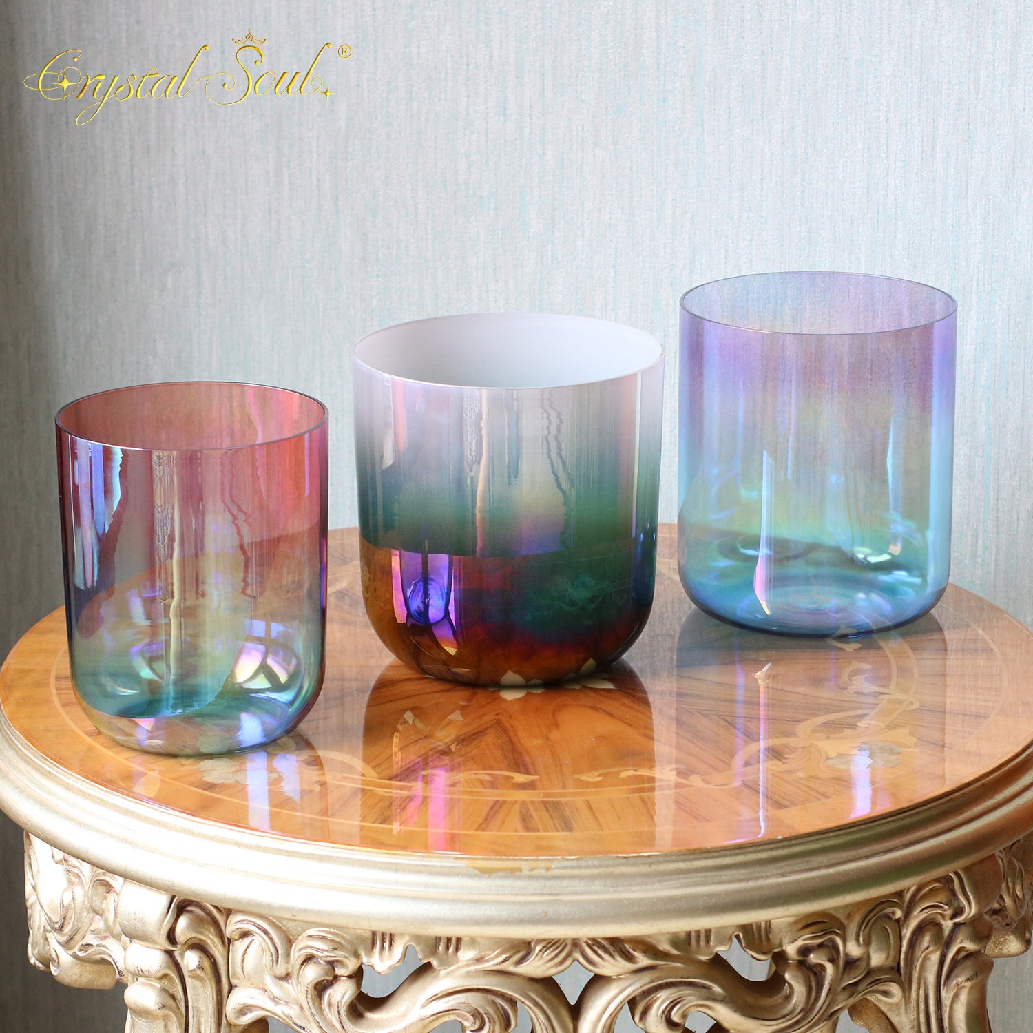 Crystal Soul Colorful Gradient Alchemy Crystal Bowl Set
