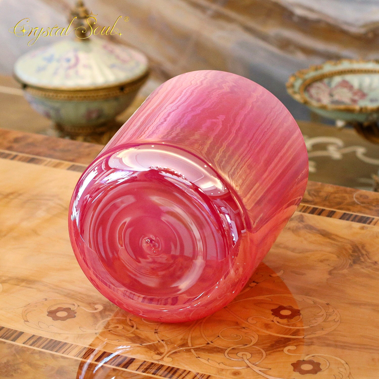 Crystal Soul Rose pink Gradient Aurora Alchemy Crystal Bowl