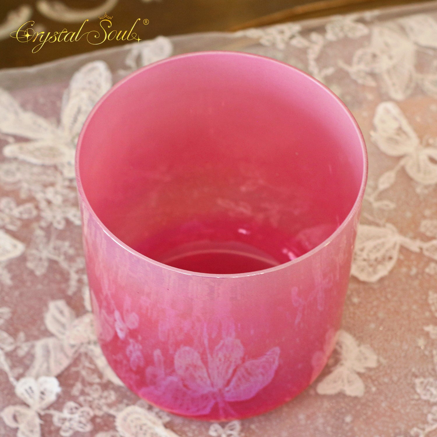 Crystal Soul Rose pink Gradient Aurora Alchemy Crystal Bowl