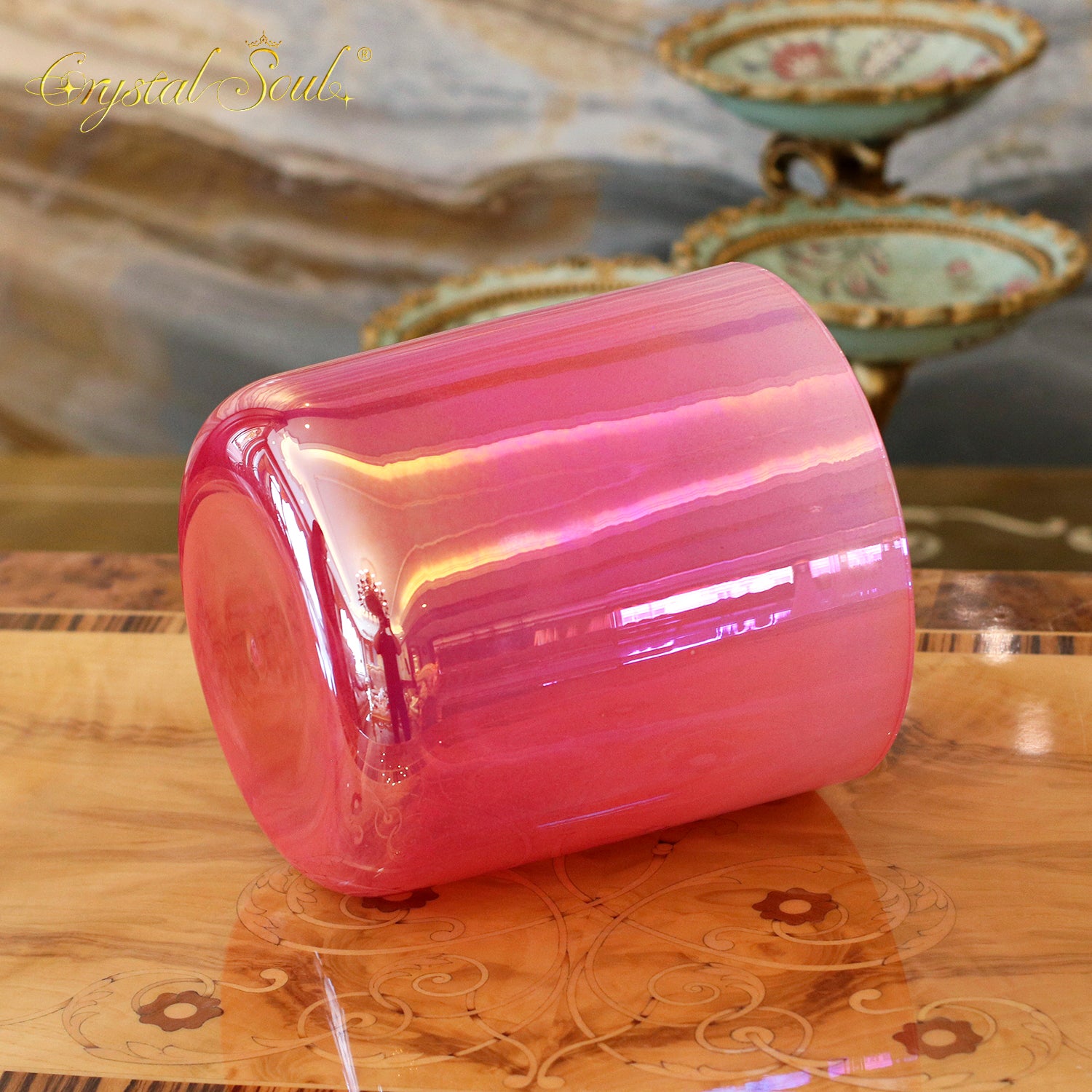 Crystal Soul Rose pink Gradient Aurora Alchemy Crystal Bowl