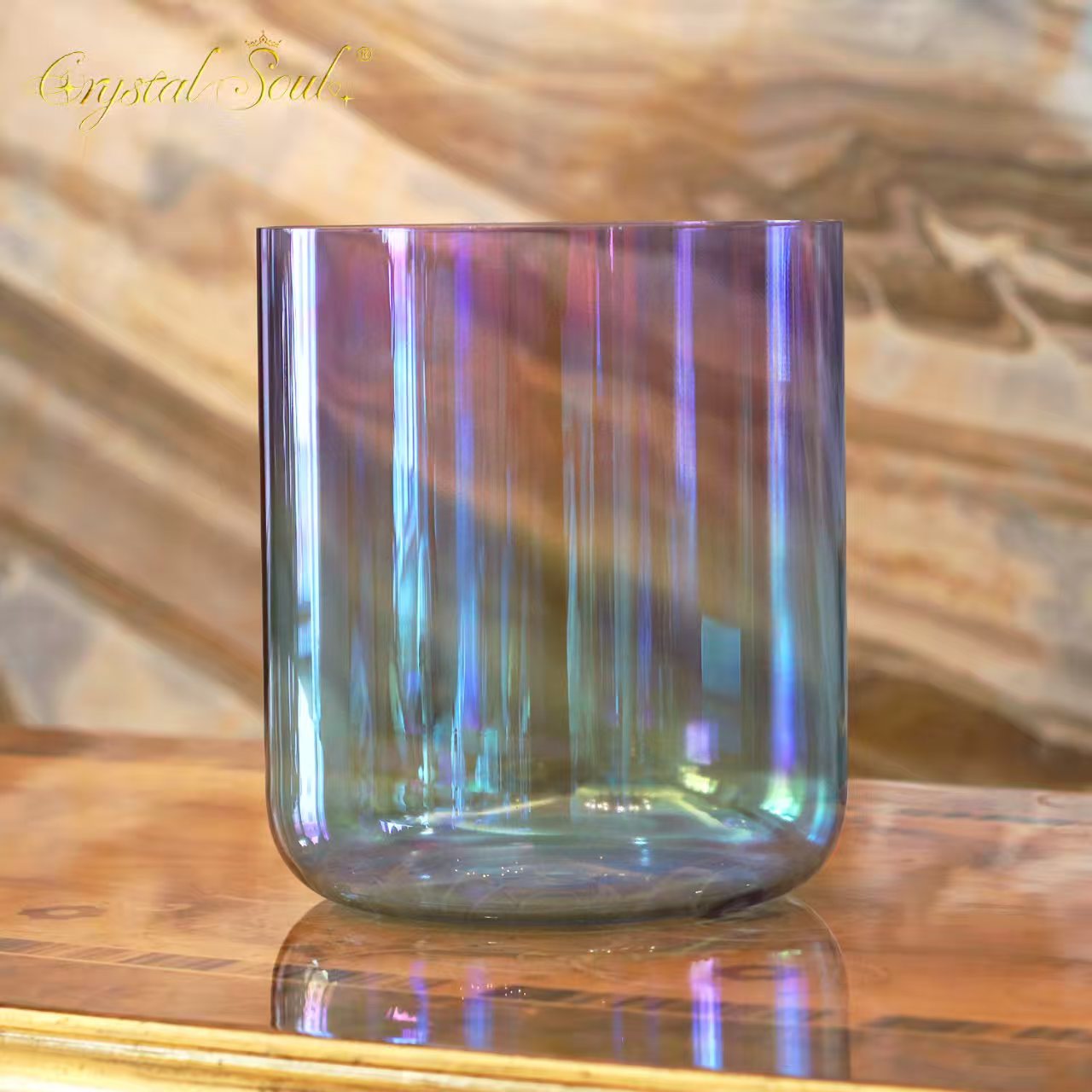 Crystal Soul Blue Purple Gradient Clear Alchemy Crystal Bowl Singing