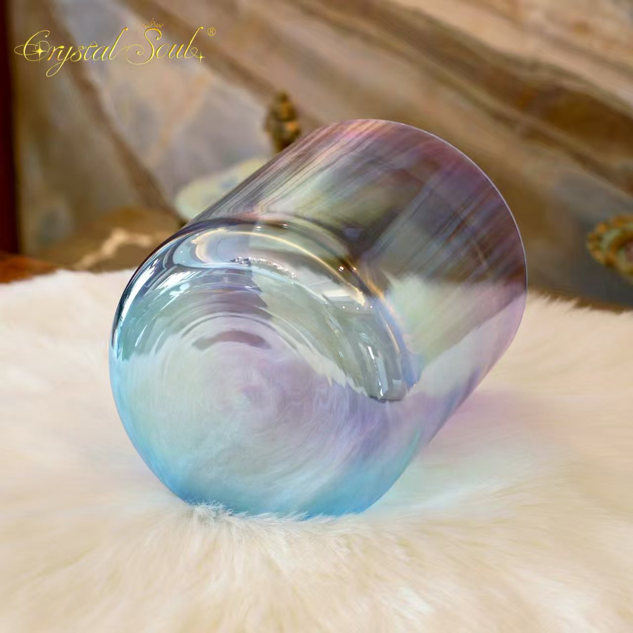 Crystal Soul Blue Purple Gradient Clear Alchemy Crystal Bowl Singing