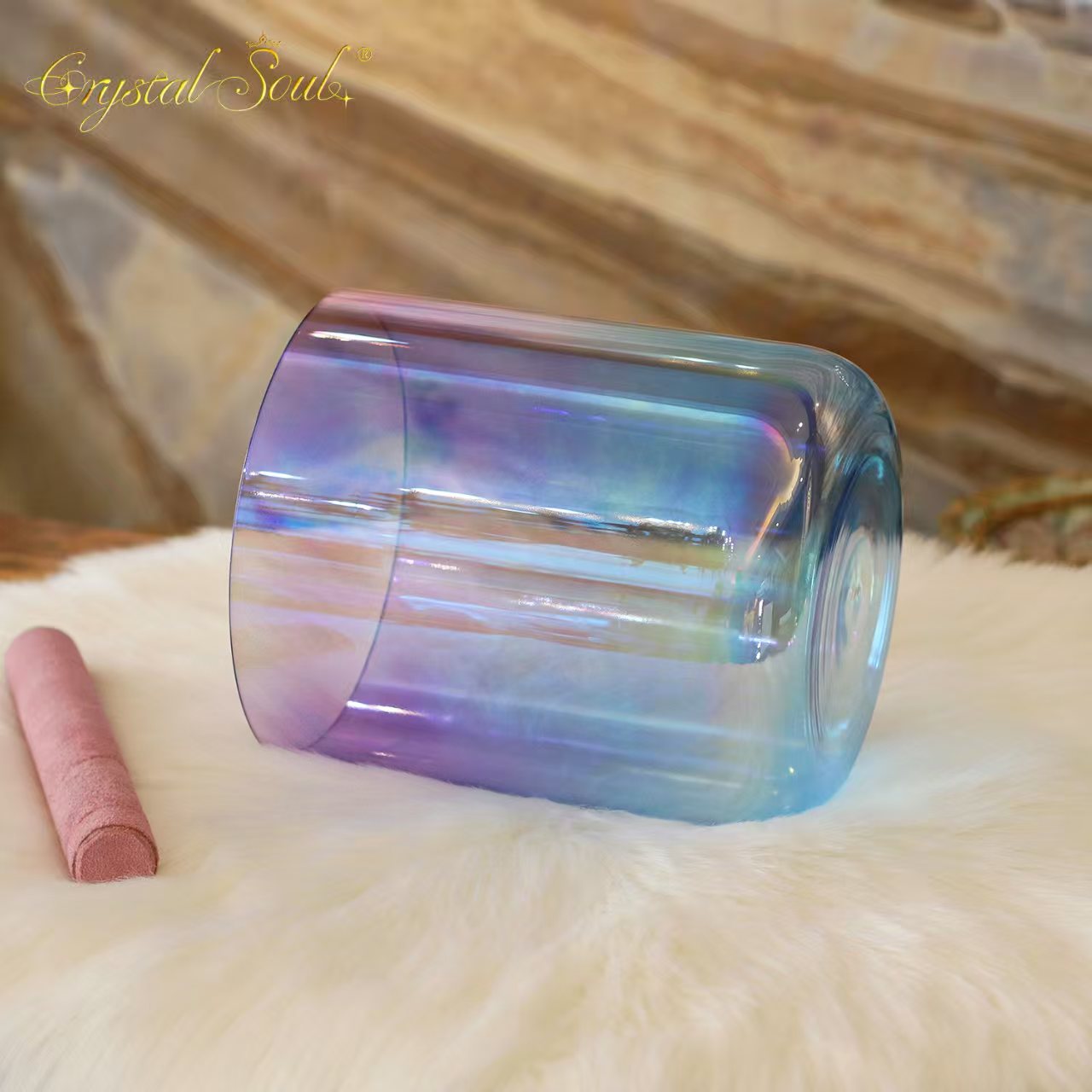 Crystal Soul Blue Purple Gradient Clear Alchemy Crystal Bowl Singing
