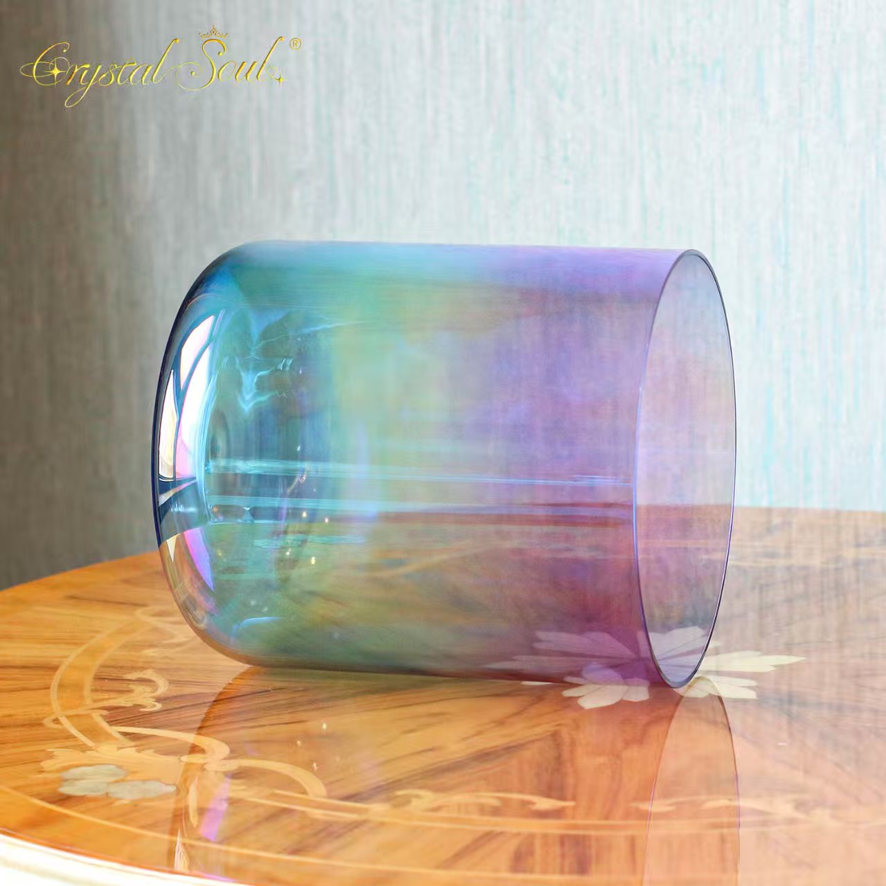 Crystal Soul Blue Purple Gradient Clear Alchemy Crystal Bowl Singing