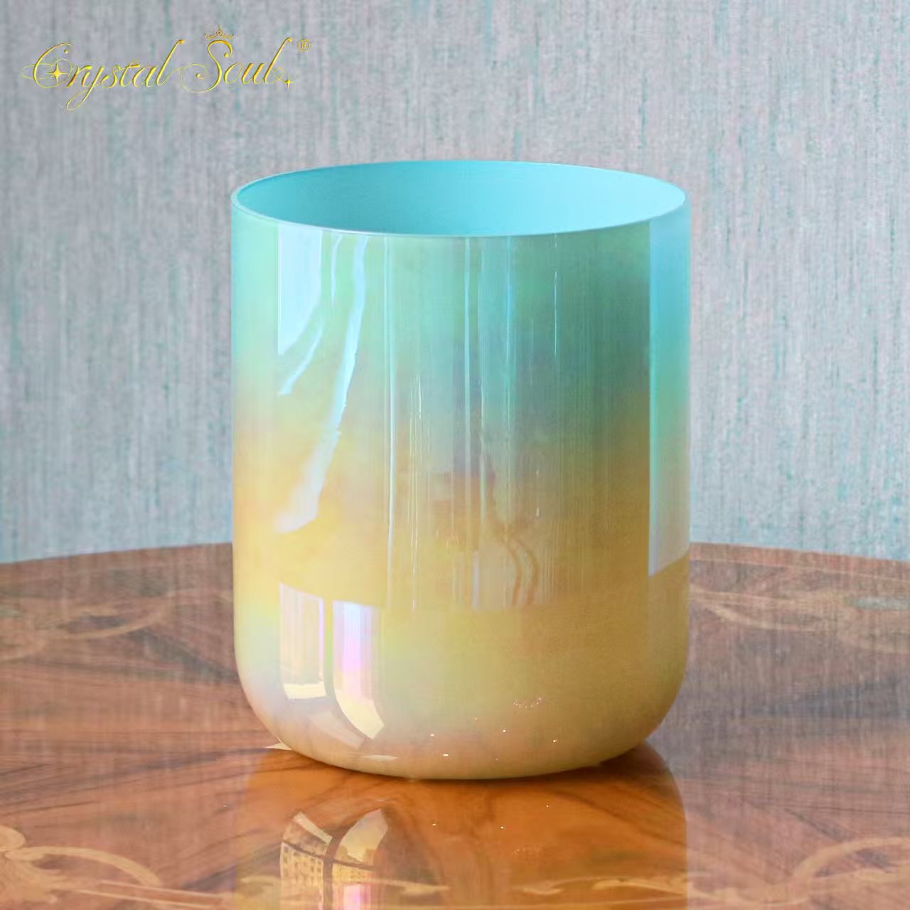 Crystal Soul Milk Yellow Sky Blue Gradient Clear Alchemy Crystal Bowl