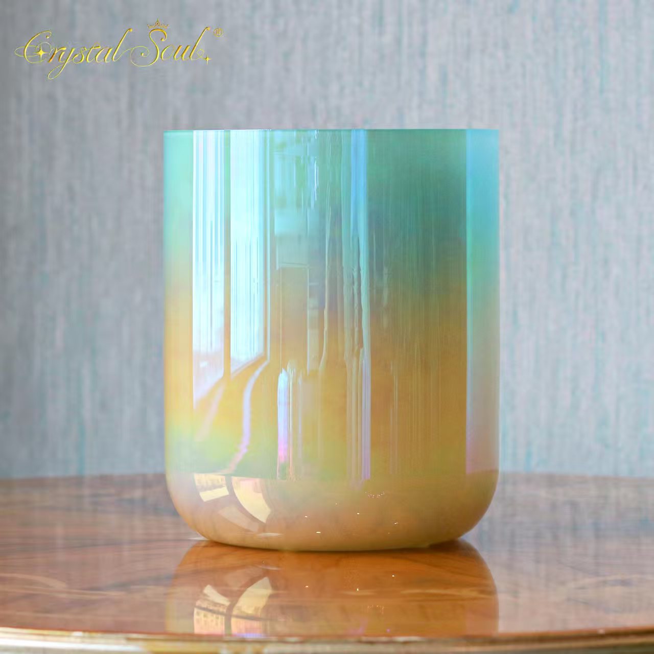 Crystal Soul Milk Yellow Sky Blue Gradient Clear Alchemy Crystal Bowl