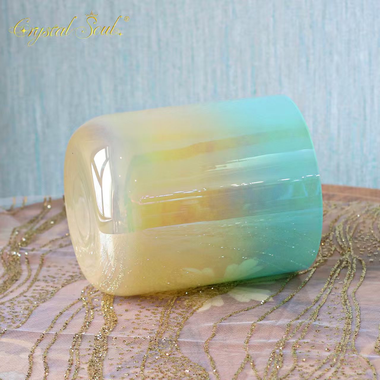 Crystal Soul Milk Yellow Sky Blue Gradient Clear Alchemy Crystal Bowl