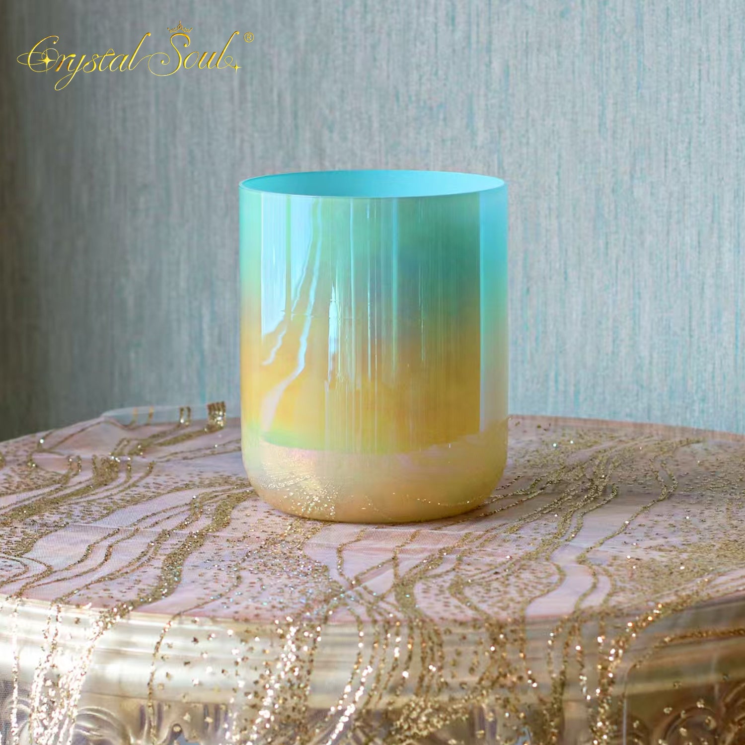 Crystal Soul Milk Yellow Sky Blue Gradient Clear Alchemy Crystal Bowl